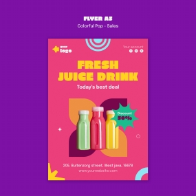 新鲜果汁饮料超值促销传单A5模板